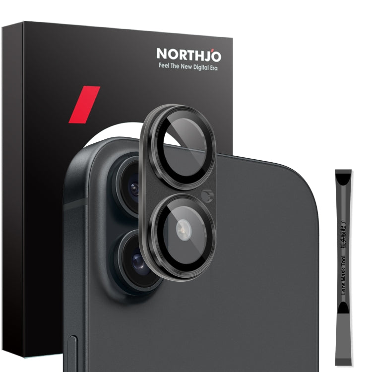 For iPhone 16 / 16 Plus NORTHJO Matte Camera Lens Protector Tempered Glass Rear Lens Film(Black) - iPhone 16 Tempered Glass by NORTHJO | Online Shopping South Africa | PMC TechLife | Buy Now Pay Later Mobicred