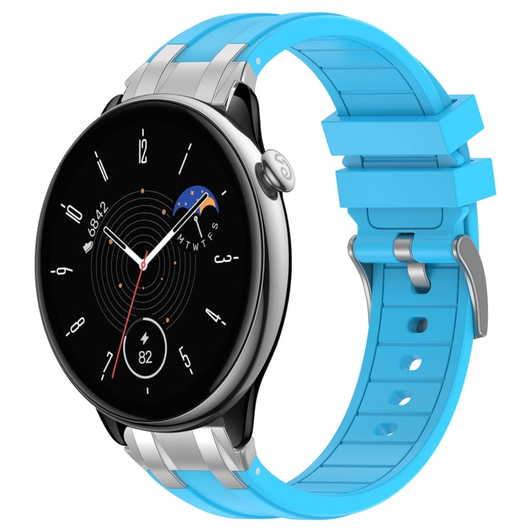For Amazfit GTR Mini 20mm Quick Release Silver Buckle Royal Silicone Watch Band(Sky Blue) - free shipping - PMC TechLife - Order now!