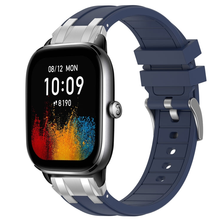 For Amazfit GTS4 Mini 20mm Quick Release Silver Buckle Royal Silicone Watch Band(Navy Blue) - free shipping - PMC TechLife - Order now!
