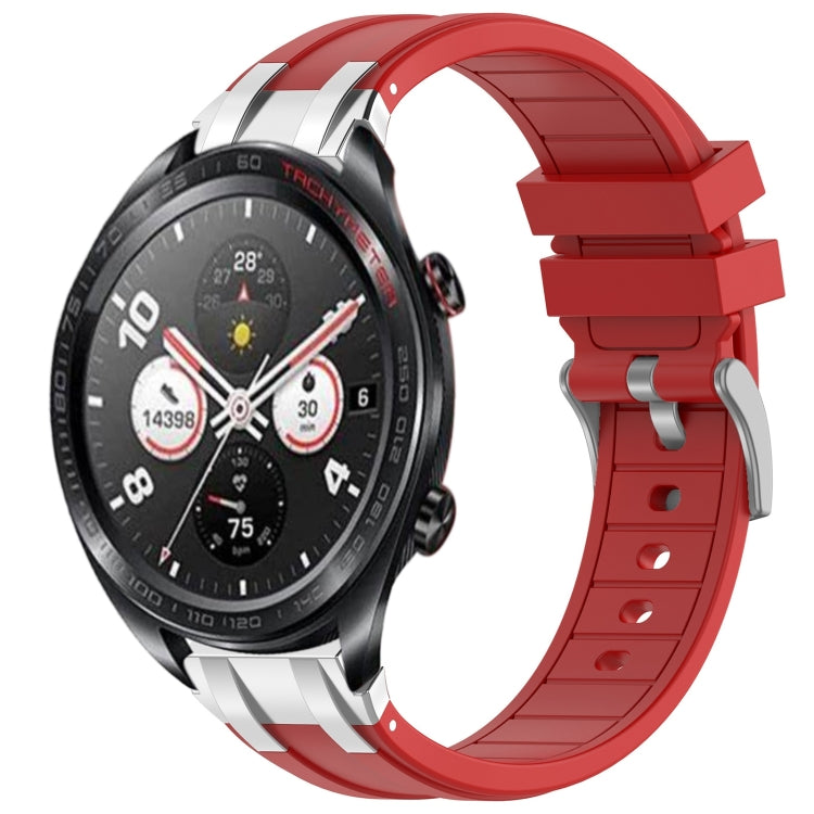 For Honor Magic Watch 22mm Quick Release Silver Buckle Royal Silicone Watch Band(Red) - free shipping - PMC TechLife - Order now!