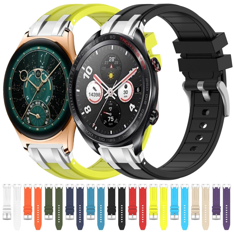 For Honor Magic Watch 2 46mm 22mm Quick Release Silver Buckle Royal Silicone Watch Band(White) - free shipping - PMC TechLife - Order now!
