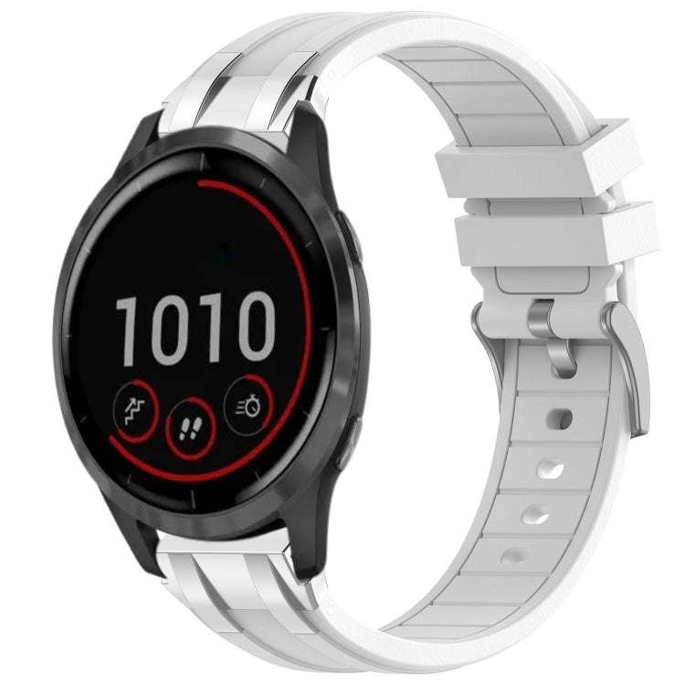 For Garmin Vivoactive 4 22mm Quick Release Silver Buckle Royal Silicone Watch Band(White) - free shipping - PMC TechLife - Order now!
