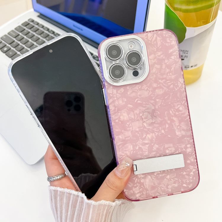 For iPhone 16 Pro Plating Glitter Texture Fold Holder TPU Phone Case with Lens Film(Purple Wrinkles) - iPhone 16 Pro Cases by PMC Jewellery | Online Shopping South Africa | PMC Jewellery | Buy Now Pay Later Mobicred