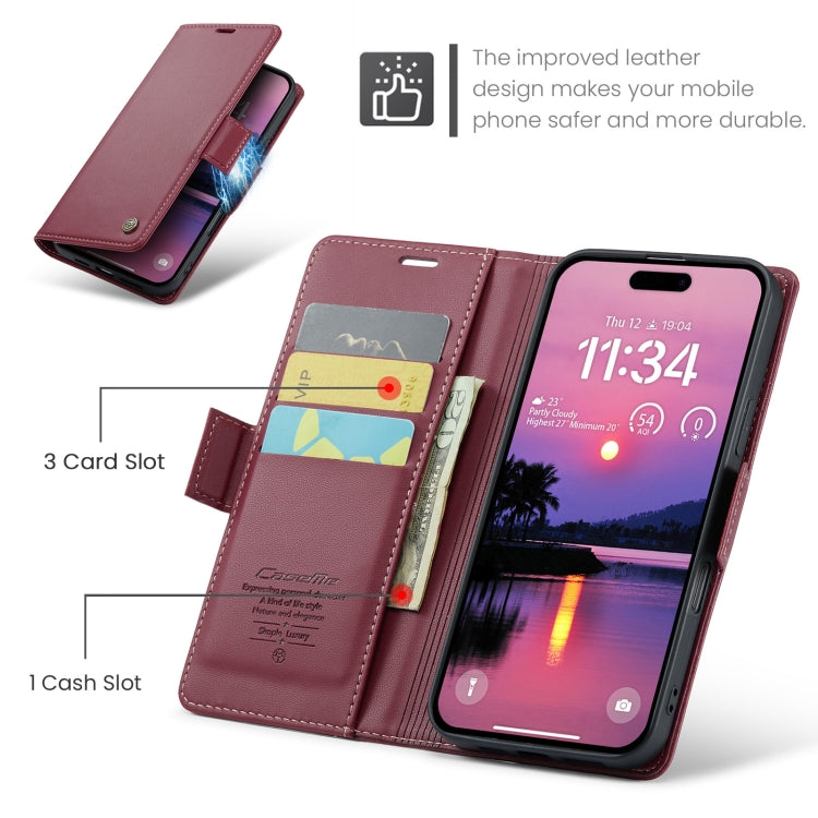 For iPhone 16 Pro CaseMe 023 Butterfly Buckle Litchi Texture RFID Anti-theft Leather Phone Case(Red) - iPhone 16 Pro Cases by CaseMe | Online Shopping South Africa | PMC Jewellery | Buy Now Pay Later Mobicred