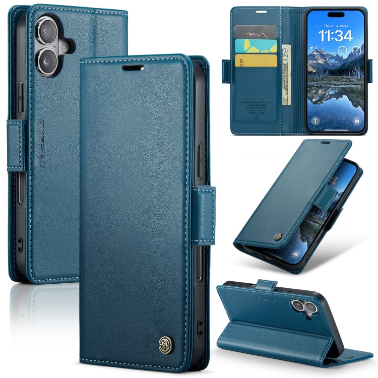 For iPhone 16 Plus CaseMe 023 Butterfly Buckle Litchi Texture RFID Anti-theft Leather Phone Case(Blue) - iPhone 16 Plus Cases by CaseMe | Online Shopping South Africa | PMC Jewellery | Buy Now Pay Later Mobicred