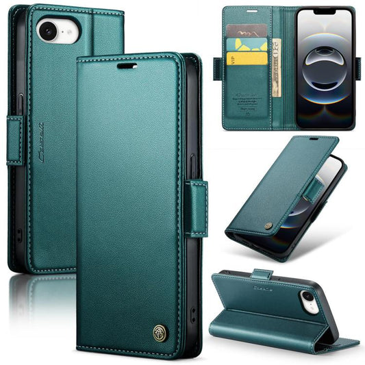 For iPhone 16e CaseMe 023 Butterfly Buckle Litchi Texture RFID Anti-theft Leather Phone Case(Green) - iPhone 16e Cases by CaseMe | Online Shopping South Africa | PMC Jewellery | Buy Now Pay Later Mobicred