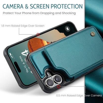 For iPhone 16 CaseMe C22 Card Slots Holder RFID Anti-theft Phone Case(Green) - iPhone 16 Cases by CaseMe | Online Shopping South Africa | PMC Jewellery | Buy Now Pay Later Mobicred