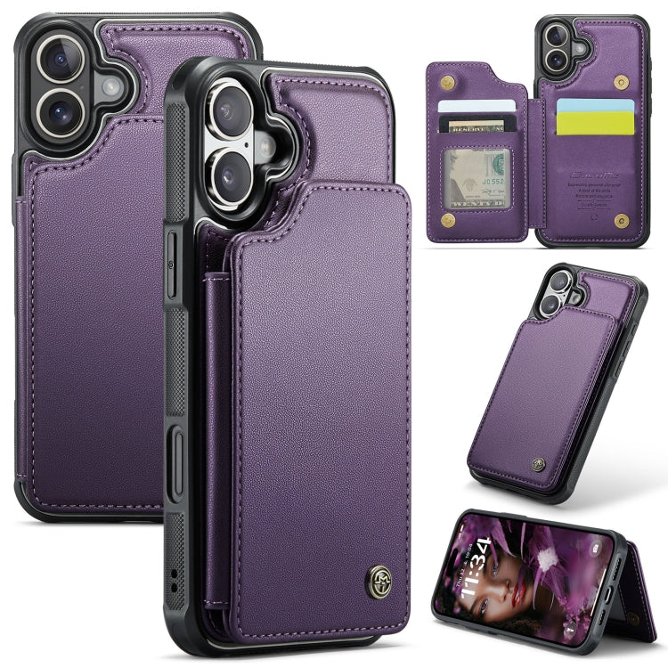 For iPhone 16 CaseMe C22 Card Slots Holder RFID Anti-theft Phone Case(Purple) - iPhone 16 Cases by CaseMe | Online Shopping South Africa | PMC Jewellery | Buy Now Pay Later Mobicred