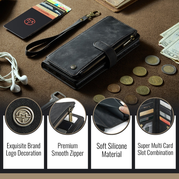 For iPhone 16 Pro Max CaseMe C30 Card Slots Zipper Wallet Leather Phone Case(Black) - free shipping - PMC Jewellery - Order now!