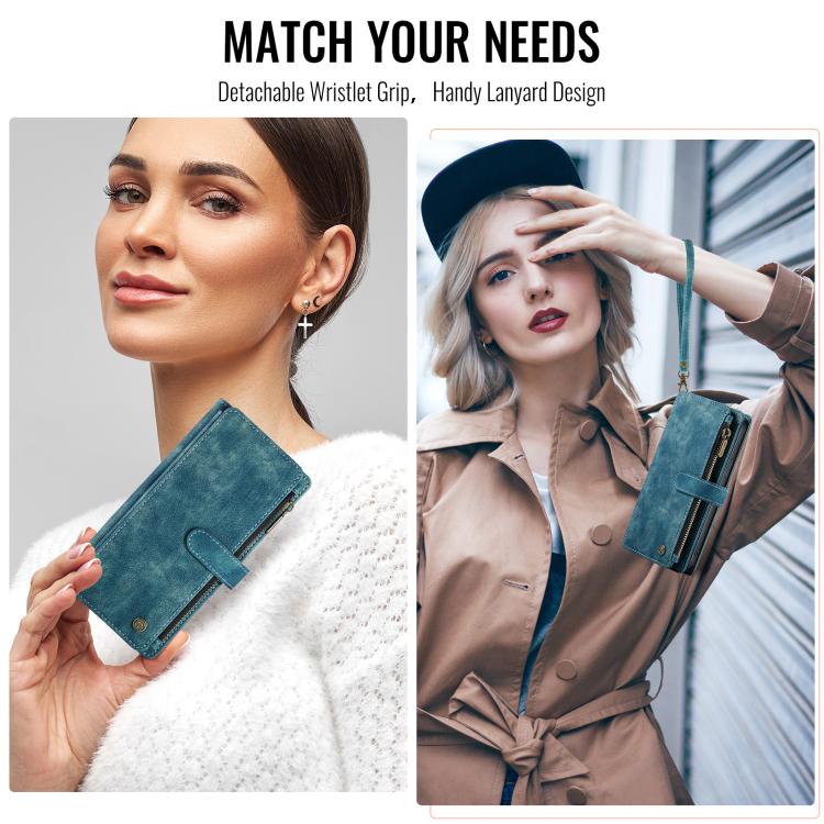 For iPhone 16e CaseMe C30 Card Slots Zipper Wallet Leather Phone Case(Blue) - iPhone 16e Cases by CaseMe | Online Shopping South Africa | PMC TechLife | Buy Now Pay Later Mobicred
