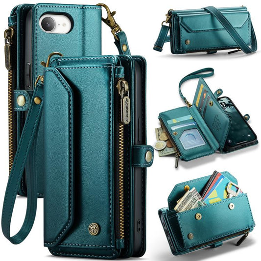 For iPhone 16e CaseMe C36 Card Slots Zipper Wallet RFID Anti-theft Leather Phone Case(Blue) - iPhone 16e Cases by CaseMe | Online Shopping South Africa | PMC Jewellery | Buy Now Pay Later Mobicred