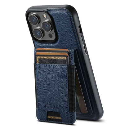 For iPhone 16 Pro Max Suteni H17 Cross Grain Leather MagSafe Detachable Wallet Phone Case(Blue) - iPhone 16 Pro Max Cases by Suteni | Online Shopping South Africa | PMC Jewellery | Buy Now Pay Later Mobicred