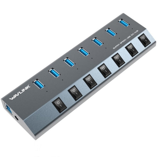 WAVLINK UH3076 5Gbps 7-port USB 3.0 Hub with Independent Switch and LED Indicator(UK Plug) - USB 3.0 HUB by WAVLINK | Online Shopping South Africa | PMC Jewellery | Buy Now Pay Later Mobicred