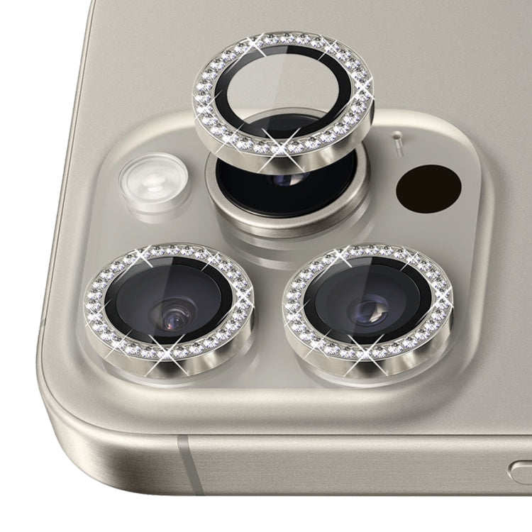 For iPhone 16 Pro / 16 Pro Max NORTHJO Rhinestone Camera Lens Protector Tempered Glass Metal Ring Film(Natural) - iPhone 16 Pro Max Tempered Glass by NORTHJO | Online Shopping South Africa | PMC Jewellery | Buy Now Pay Later Mobicred