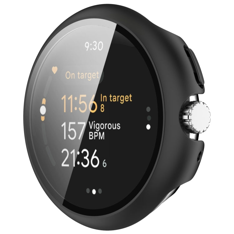 For Google Pixel Watch 3 41mm PC + Tempered Film Integrated Watch Protective Case(Black) - Watch Cases by PMC TechLife | Online Shopping South Africa | PMC TechLife | Buy Now Pay Later Mobicred