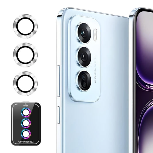 For OPPO Reno12 Global ENKAY Hat-Prince 9H Rear Camera Lens Aluminium Alloy Tempered Glass Film(Silver) - Reno12 Tempered Glass by ENKAY | Online Shopping South Africa | PMC Jewellery | Buy Now Pay Later Mobicred