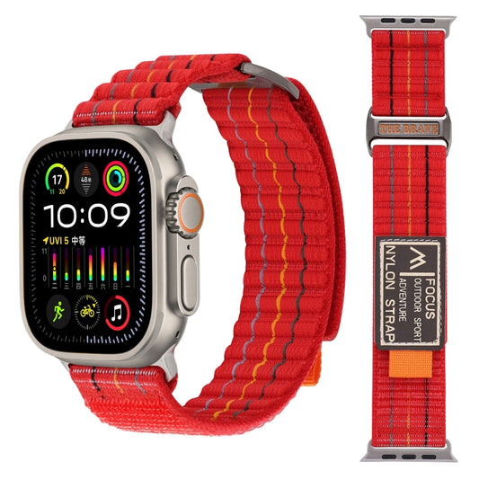 For Apple Watch Ultra 49mm Two Sections Nylon Hook and Loop Fastener Watch Band(Cherry Red) - Watch Bands by PMC Jewellery | Online Shopping South Africa | PMC Jewellery | Buy Now Pay Later Mobicred