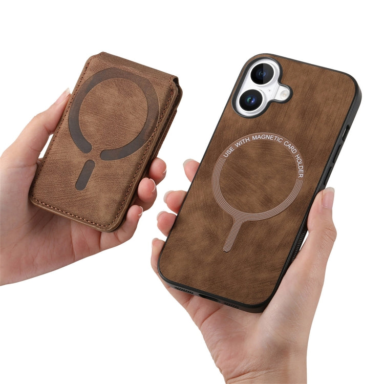 For iPhone 16 Retro Splitable Magnetic Stand Card Bag Leather Phone Case(Brown) - iPhone 16 Cases by PMC Jewellery | Online Shopping South Africa | PMC Jewellery | Buy Now Pay Later Mobicred