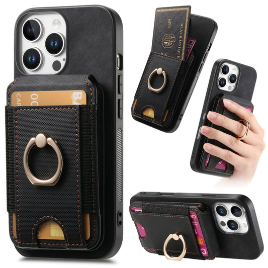 For iPhone 16 Pro Retro Splitable Magnetic Stand Card Bag Leather Phone Case(Black) - iPhone 16 Pro Cases by PMC Jewellery | Online Shopping South Africa | PMC Jewellery | Buy Now Pay Later Mobicred