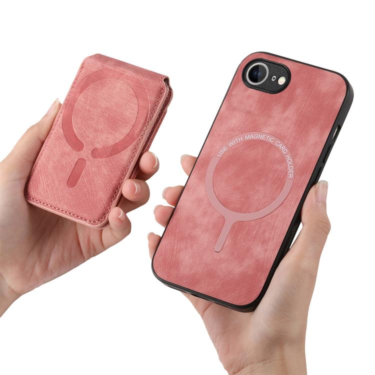 For iPhone 16e Retro Splitable Magnetic Stand Card Bag Leather Phone Case(Pink) - iPhone 16e Cases by PMC TechLife | Online Shopping South Africa | PMC TechLife | Buy Now Pay Later Mobicred