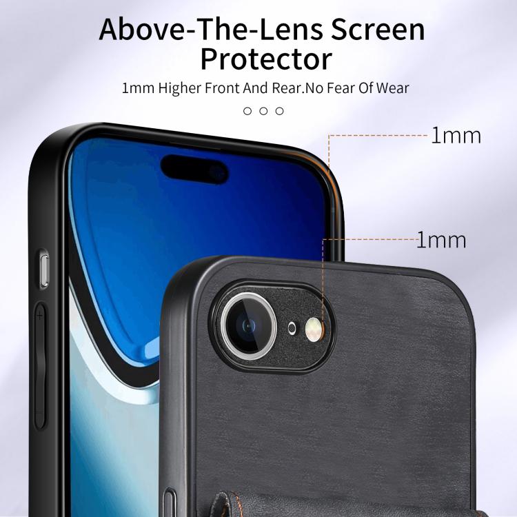 For iPhone 16e Retro Card Wallet Fold Leather Phone Case with Strap(Black) - iPhone 16e Cases by PMC TechLife | Online Shopping South Africa | PMC TechLife | Buy Now Pay Later Mobicred