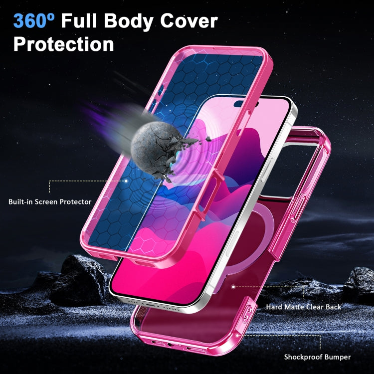 For iPhone 16 Pro Frosted Skin Feel MagSafe Holder 360 Full Body Phone Case(Rose Red) - iPhone 16 Pro Cases by PMC Jewellery | Online Shopping South Africa | PMC Jewellery | Buy Now Pay Later Mobicred