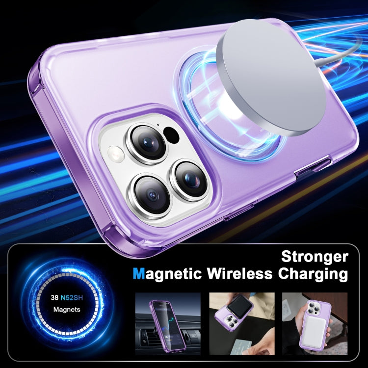 For iPhone 16 Pro Frosted Skin Feel MagSafe Holder 360 Full Body Phone Case(Purple) - iPhone 16 Pro Cases by PMC Jewellery | Online Shopping South Africa | PMC Jewellery | Buy Now Pay Later Mobicred