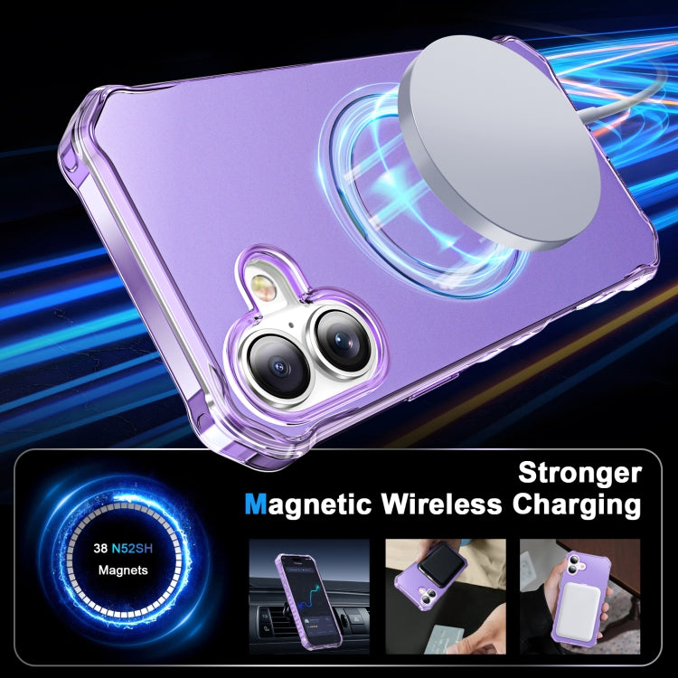 For iPhone 16 Plus Solid Color Wave MagSafe Holder Phone Case(Purple) - free shipping - PMC Jewellery - Order now!