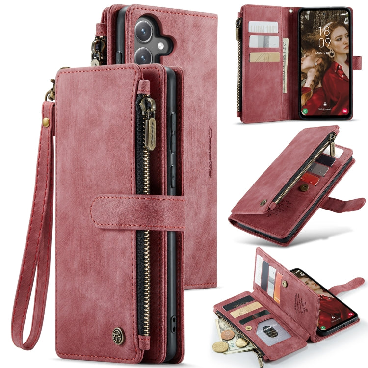 For Samsung Galaxy S24 FE 5G CaseMe C30 Card Slots Zipper Wallet Leather Phone Case(Red) - Galaxy S24 FE 5G Cases by CaseMe | Online Shopping South Africa | PMC Jewellery | Buy Now Pay Later Mobicred