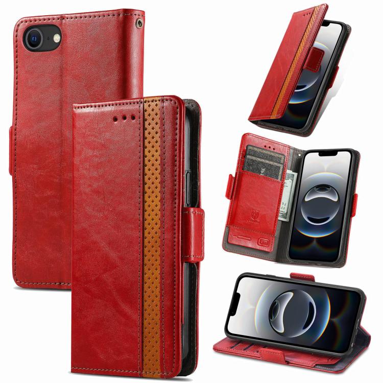For iPhone 16e CaseNeo Splicing Dual Magnetic Buckle Leather Phone Case(Red) - iPhone 16e Cases by PMC TechLife | Online Shopping South Africa | PMC TechLife | Buy Now Pay Later Mobicred