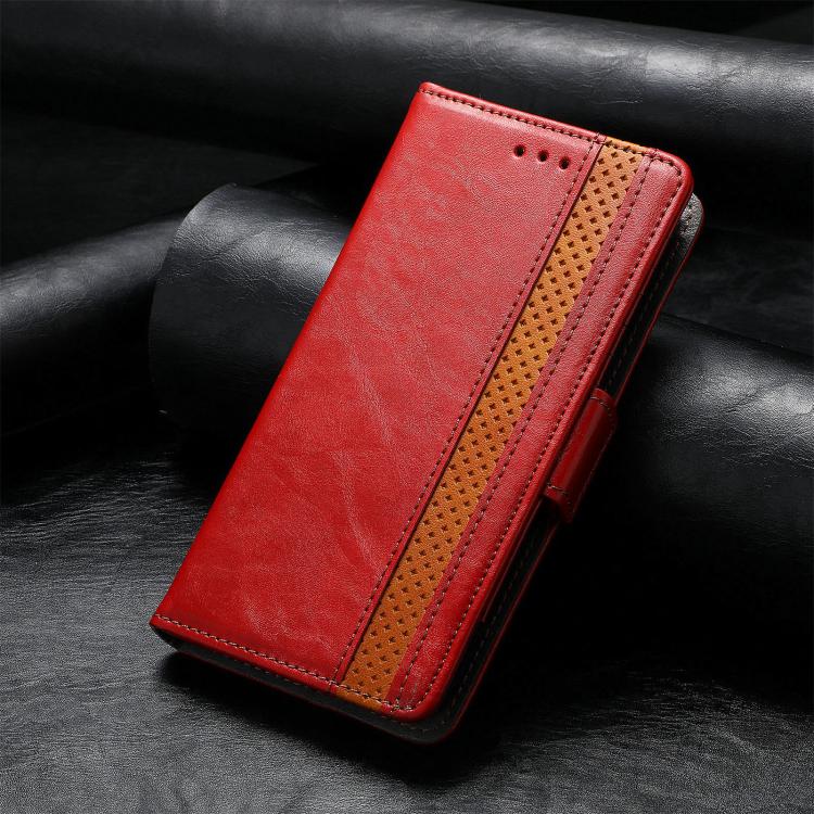 For iPhone 16e CaseNeo Splicing Dual Magnetic Buckle Leather Phone Case(Red) - iPhone 16e Cases by PMC TechLife | Online Shopping South Africa | PMC TechLife | Buy Now Pay Later Mobicred
