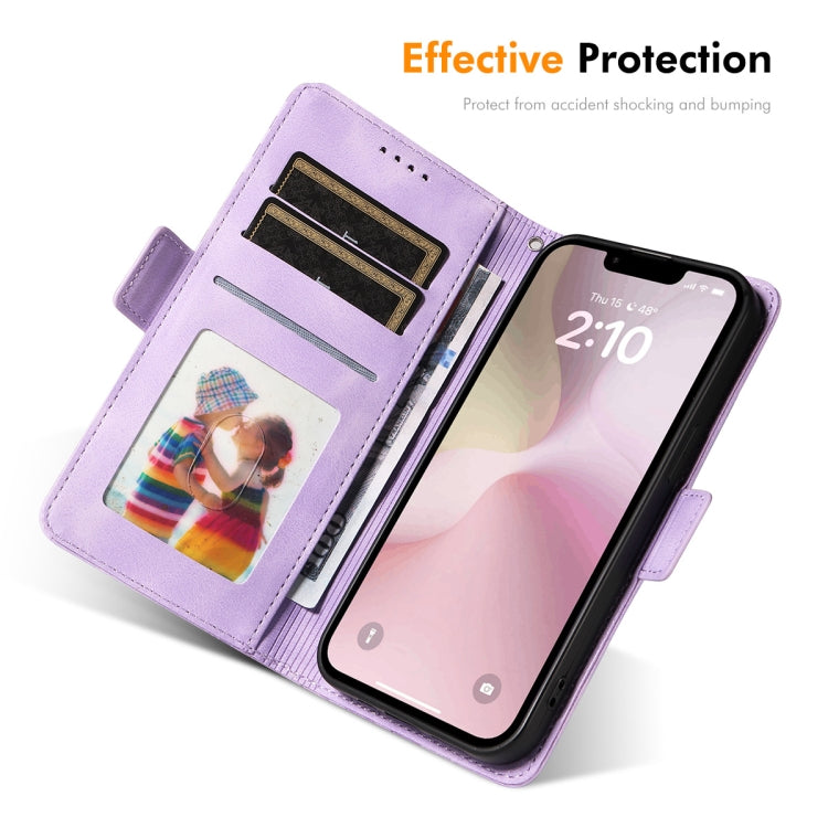 For iPhone 16e ENKAY Embossed Rhombus Starry Leather Phone Case with Screen Film(Purple) - iPhone 16e Cases by ENKAY | Online Shopping South Africa | PMC TechLife | Buy Now Pay Later Mobicred