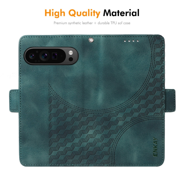 For Google Pixel 9 Pro XL ENKAY Embossed Rhombus Starry Leather Phone Case with Screen Film(Purple) - Google Cases by ENKAY | Online Shopping South Africa | PMC Jewellery | Buy Now Pay Later Mobicred