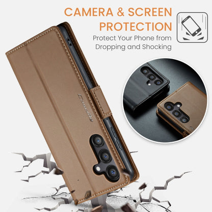 For Samsung Galaxy S24 FE 5G CaseMe 023 Butterfly Buckle Litchi Texture RFID Anti-theft Leather Phone Case(Brown) - Galaxy S24 FE 5G Cases by CaseMe | Online Shopping South Africa | PMC Jewellery | Buy Now Pay Later Mobicred