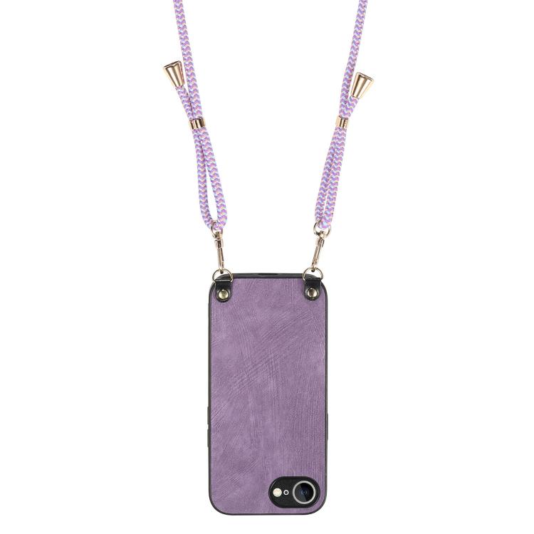 For  iPhone 16e Vintage Leather PC Back Cover Phone Case with Crossbody Strap(Purple) - iPhone 16e Cases by PMC TechLife | Online Shopping South Africa | PMC TechLife | Buy Now Pay Later Mobicred