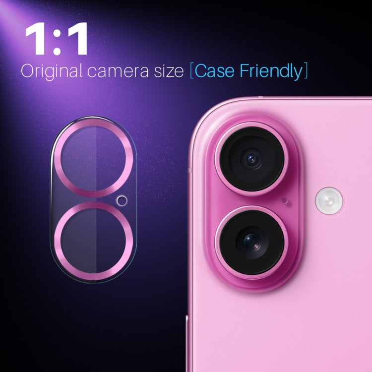 For iPhone 16 / 16 Plus NORTHJO Camera Lens Protector CD Veins 3D Tempered Glass Film(Pink) - iPhone 16 Plus Tempered Glass by NORTHJO | Online Shopping South Africa | PMC Jewellery | Buy Now Pay Later Mobicred