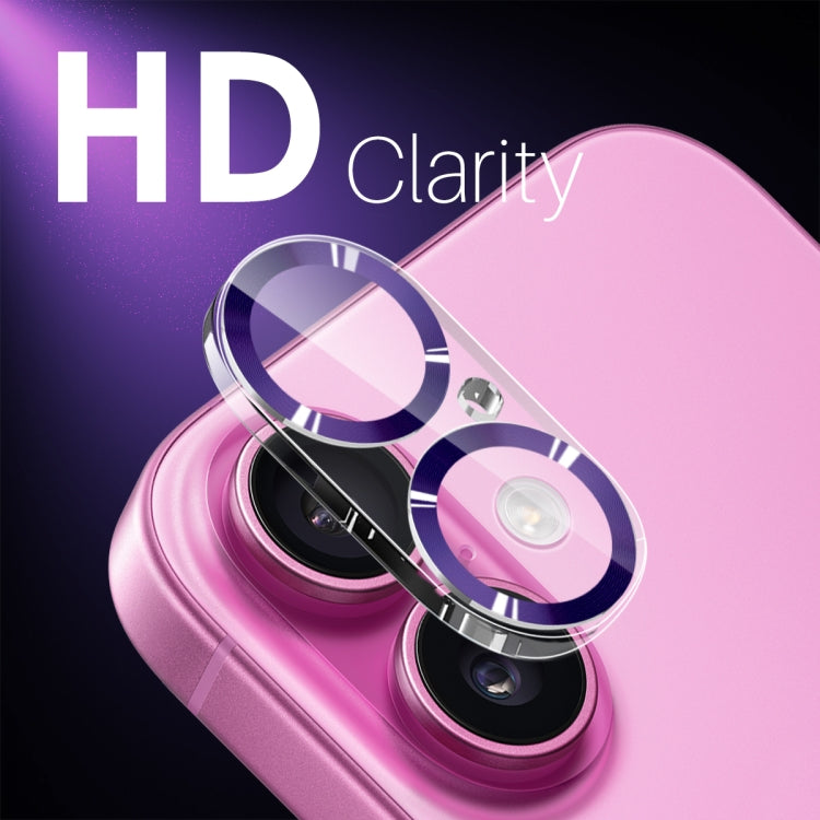 For iPhone 16 / 16 Plus NORTHJO Camera Lens Protector CD Veins 3D Tempered Glass Film(Purple) - iPhone 16 Plus Tempered Glass by NORTHJO | Online Shopping South Africa | PMC Jewellery | Buy Now Pay Later Mobicred