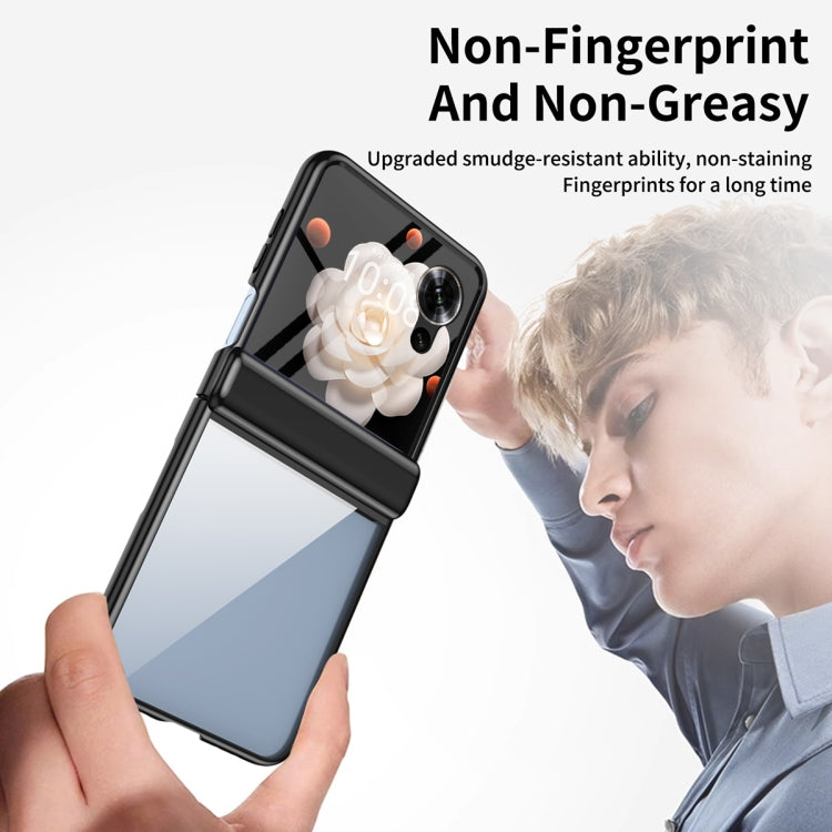 For Honor Magic V Flip Plating Transparent Folding Hinged Phone Case(Black) - Honor Cases by PMC TechLife | Online Shopping South Africa | PMC TechLife | Buy Now Pay Later Mobicred