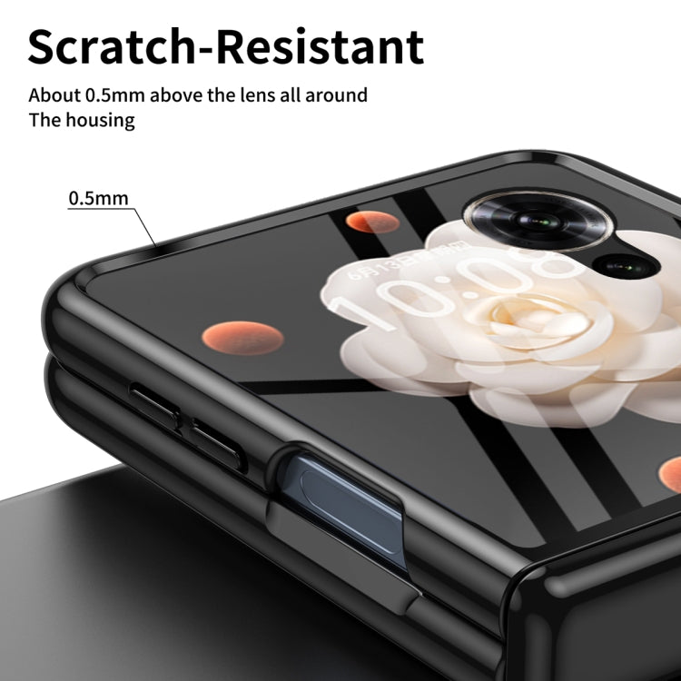 For Honor Magic V Flip Plating Transparent Folding Hinged Phone Case(Black) - Honor Cases by PMC TechLife | Online Shopping South Africa | PMC TechLife | Buy Now Pay Later Mobicred