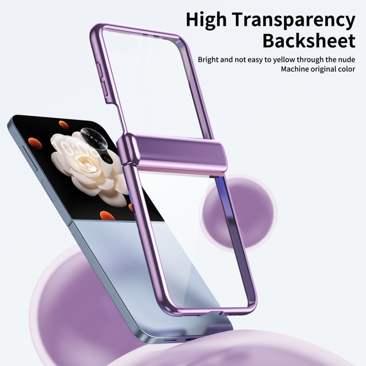 For Honor Magic V Flip Plating Transparent Folding Hinged Phone Case(Purple) - Honor Cases by PMC TechLife | Online Shopping South Africa | PMC TechLife | Buy Now Pay Later Mobicred