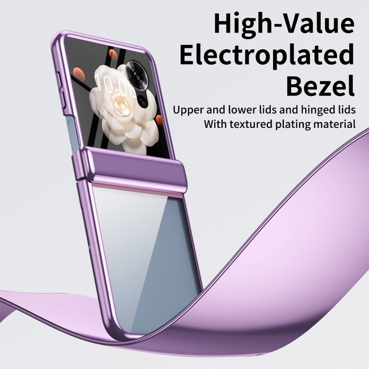 For Honor Magic V Flip Plating Transparent Folding Hinged Phone Case(Purple) - Honor Cases by PMC TechLife | Online Shopping South Africa | PMC TechLife | Buy Now Pay Later Mobicred
