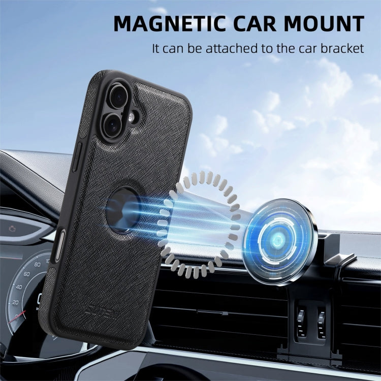 For iPhone 16 Suteni G1 Cross Texture MagSafe Phone Case(Black) - free shipping - PMC Jewellery - Order now!