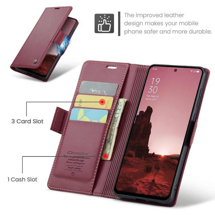 For OPPO Reno12 5G Global CaseMe 023 Butterfly Buckle Litchi Texture RFID Anti-theft Leather Phone Case(Red) - Reno12 Cases by CaseMe | Online Shopping South Africa | PMC Jewellery | Buy Now Pay Later Mobicred