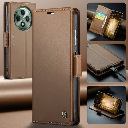 For OPPO Reno12 F /12 FS 5G CaseMe 023 Butterfly Buckle Litchi Texture RFID Anti-theft Leather Phone Case(Brown) - Reno12 F Cases by CaseMe | Online Shopping South Africa | PMC Jewellery | Buy Now Pay Later Mobicred