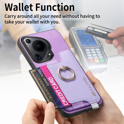 For Huawei Pura 70 Pro Retro Magsafe Cross Leather Ring Holder Card Bag Phone Case(Purple) - Huawei Cases by PMC Jewellery | Online Shopping South Africa | PMC Jewellery | Buy Now Pay Later Mobicred