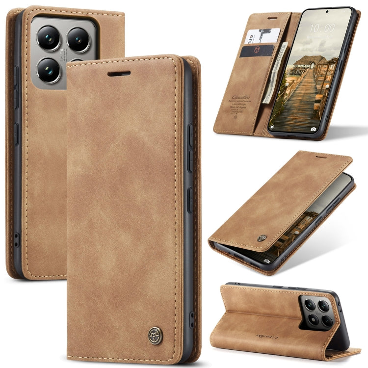 For Xiaomi 14T Pro CaseMe 013 Multifunctional Horizontal Flip Leather Phone Case(Brown) - 14T Pro Cases by CaseMe | Online Shopping South Africa | PMC Jewellery | Buy Now Pay Later Mobicred