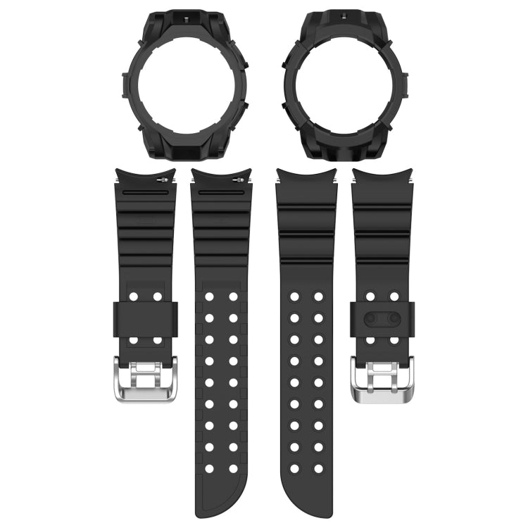 For Samsung Galaxy Watch 7 44mm Armor Silicone Watch Band with Watch Case Set(Black) - Watch Bands by PMC Jewellery | Online Shopping South Africa | PMC Jewellery | Buy Now Pay Later Mobicred
