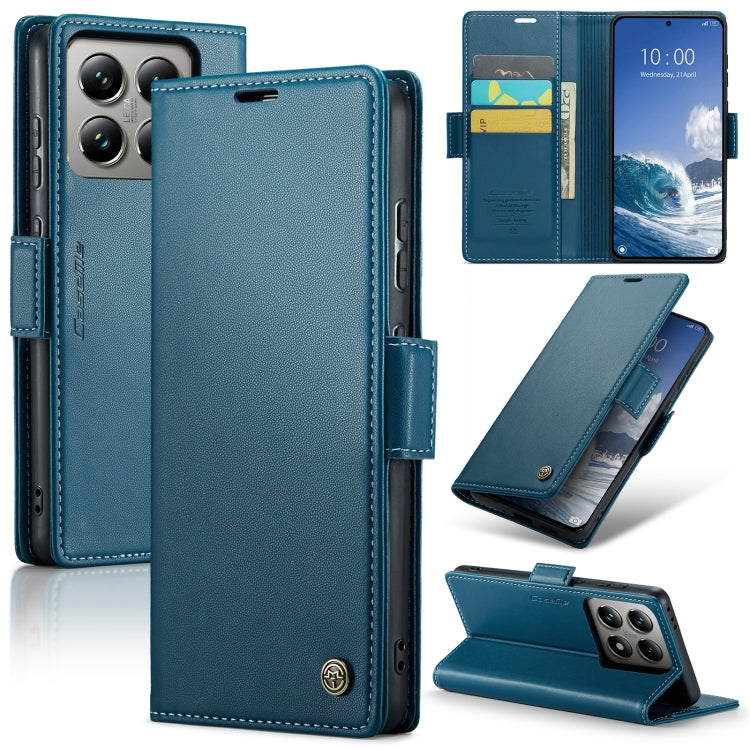 For Xiaomi 14T Pro CaseMe 023 Butterfly Buckle Litchi Texture RFID Anti-theft Leather Phone Case(Blue) - 14T Pro Cases by CaseMe | Online Shopping South Africa | PMC Jewellery | Buy Now Pay Later Mobicred