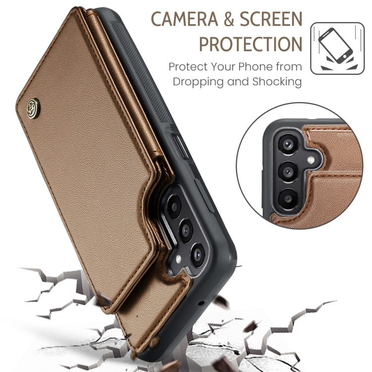 For Samsung Galaxy A16 5G CaseMe C22 Card Slots Holder RFID Anti-theft Phone Case(Brown) - Galaxy Phone Cases by CaseMe | Online Shopping South Africa | PMC Jewellery | Buy Now Pay Later Mobicred