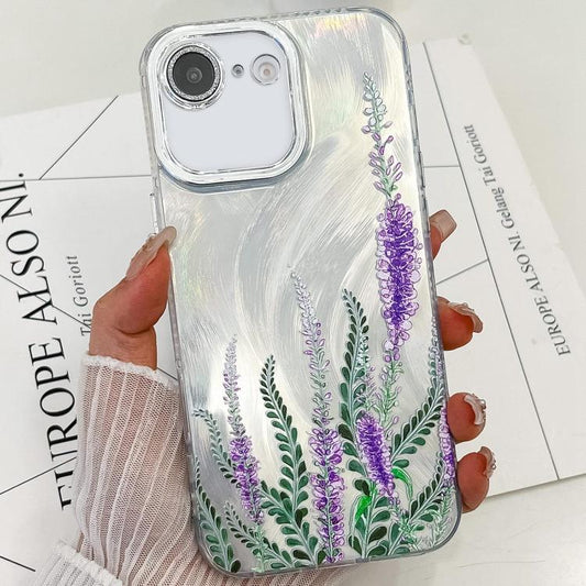 For iPhone 16e Electroplating Flowers Plants Texture TPU Phone Case(Lavender FL3) - iPhone 16e Cases by PMC Jewellery | Online Shopping South Africa | PMC Jewellery | Buy Now Pay Later Mobicred